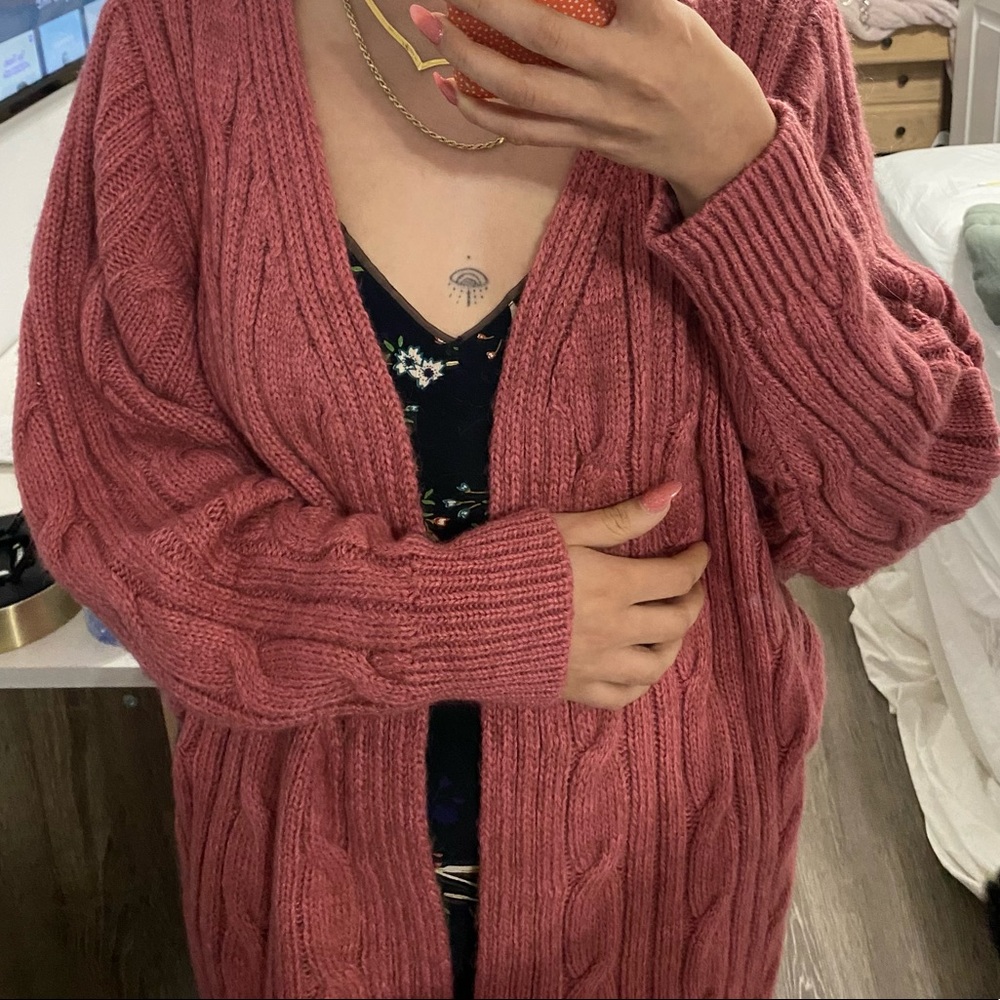 Madisonne Long Mauve Cardigan